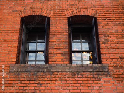 red brick wall and windows, Yokohama