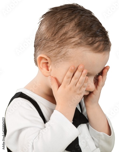 Little Boy with Head Resting on Hands - Isolated