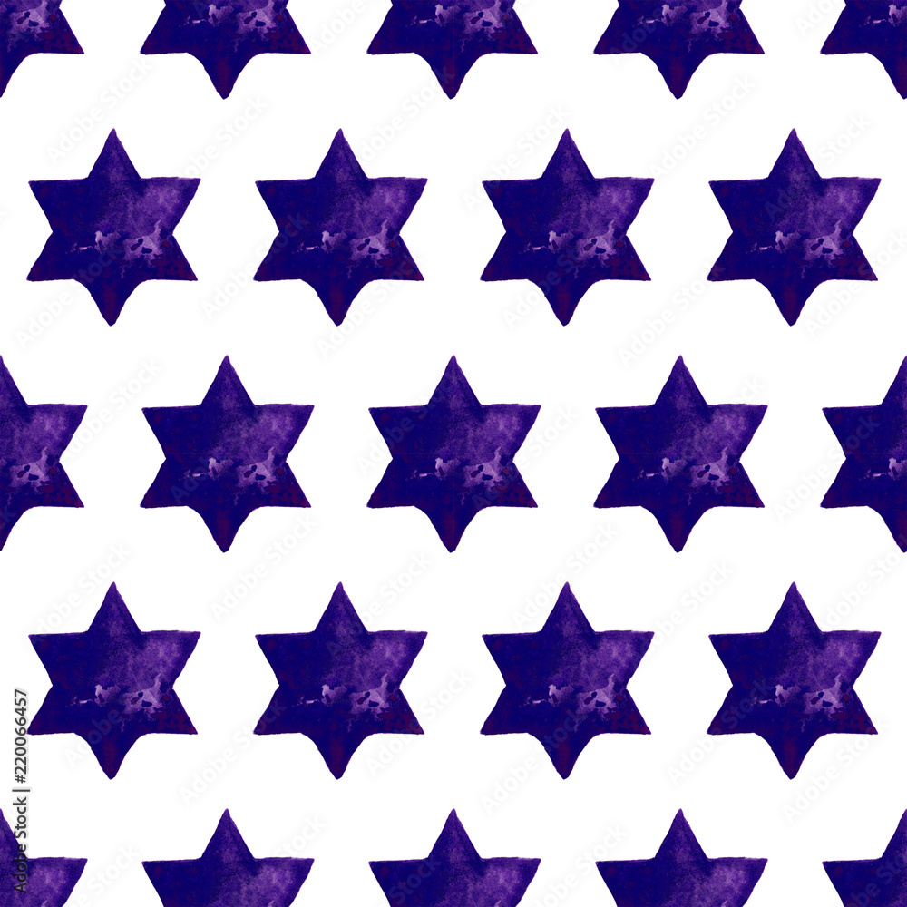 Obraz premium Seamless Watercolor Stars Pattern. Magic Festive Background. Hand Drawn Doodle Stars. Baby Design. Abstract Rapport for Wallpaper, Textile, Linen, Wrapping, Posters, Cards, Banner. New Year, Birthday 