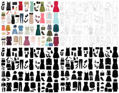 set of women fashion clothes