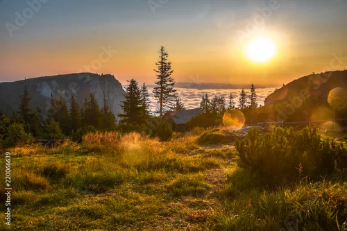 Obraz Wschód słońca na szczycie świata