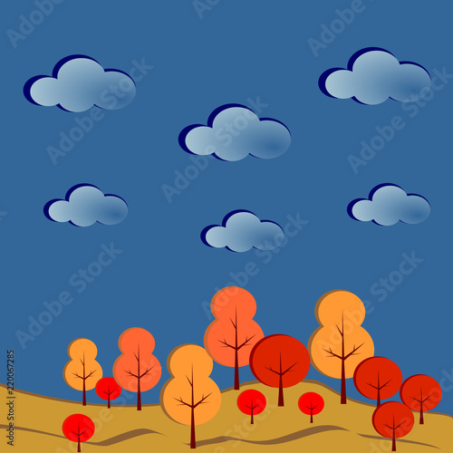 Autumn Landscape. Beautiful Background cartoon vector illustration.
