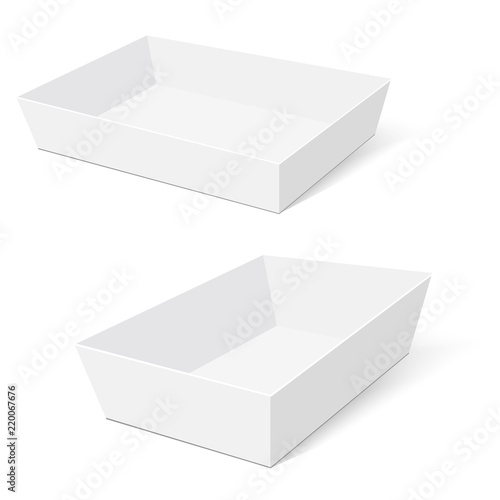 Blank of opened box for gift, food or present. Vector.