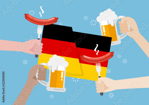 Germany flag with a glass of beer and sausage