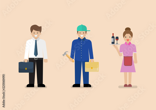 White Blue and Pink collar workers