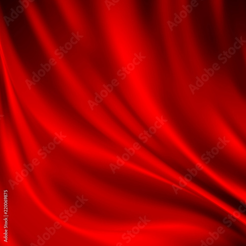 Luxury red satin smooth fabric background for celebration, ceremony, event invitation card or advertising poster. Vector Illustration