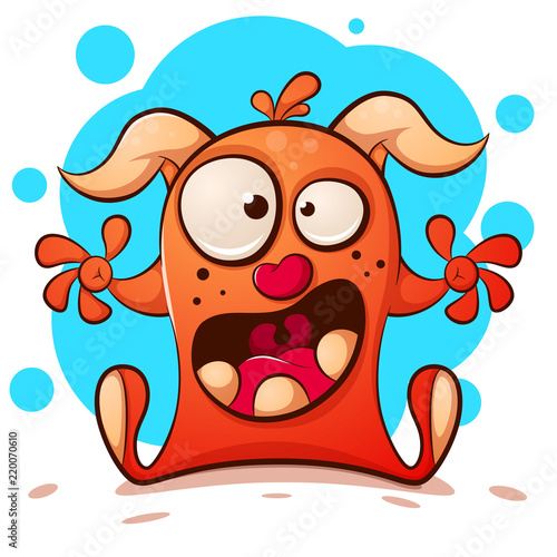 Funny, cute crazy monster character. Halloween illustration. Vector eps 10