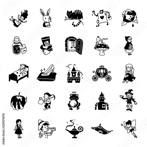 25 Fairy tale glyph vector icons