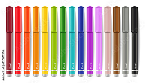 Colorful markers set Vector realistic. 3d detailed illustrations photo
