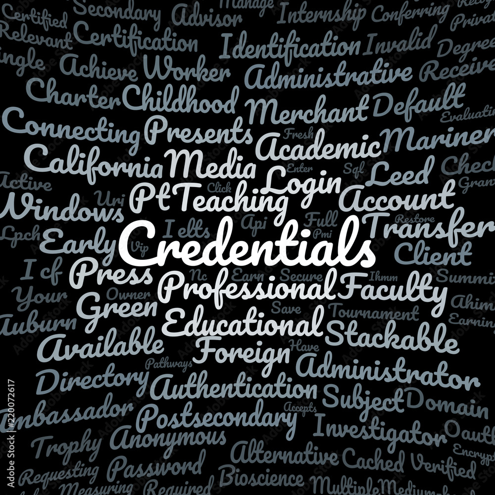 Credentials word cloud Credentials word cloud