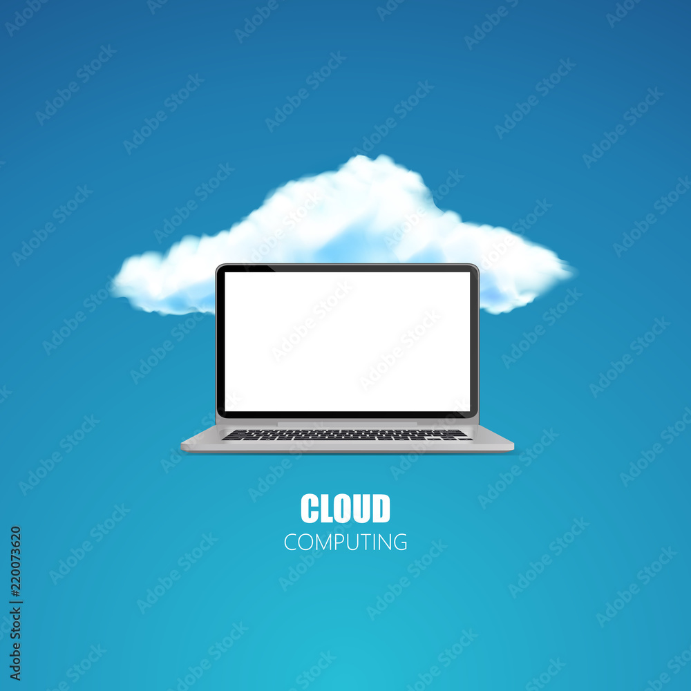 Fototapeta premium Cloud computing concept photorealistic vector