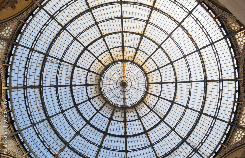 ITALY, MILAN - SEPTEMBER 27, 2014 - Ceiling of galleria Vittorio Emanuele II