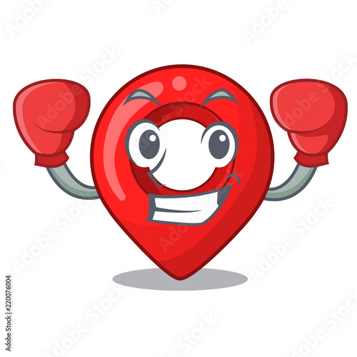 Boxing GPS navigation pin on character cartoon