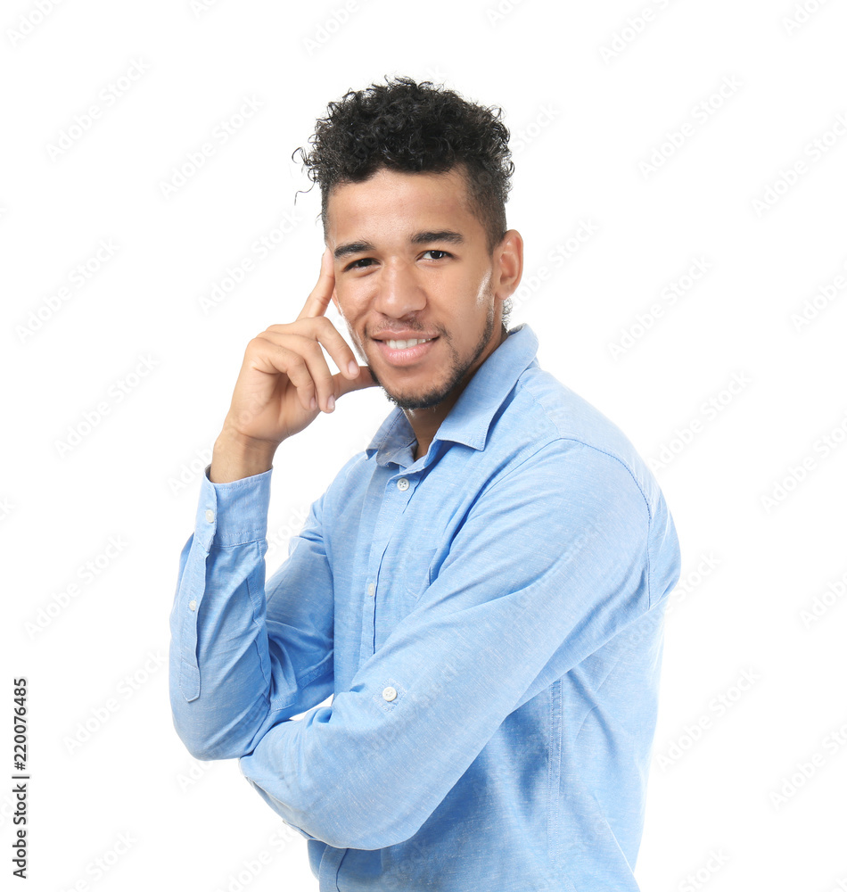 Handsome African-American man in formal clothes on white background Handsome African-American man in formal clothes on white background