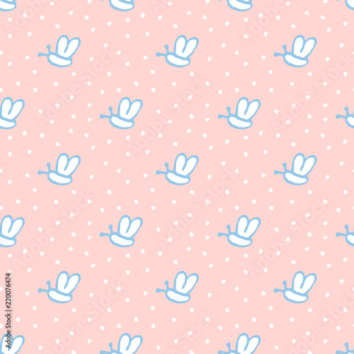 Cute butterfly hand drawn seamless pattern background, vector illustration