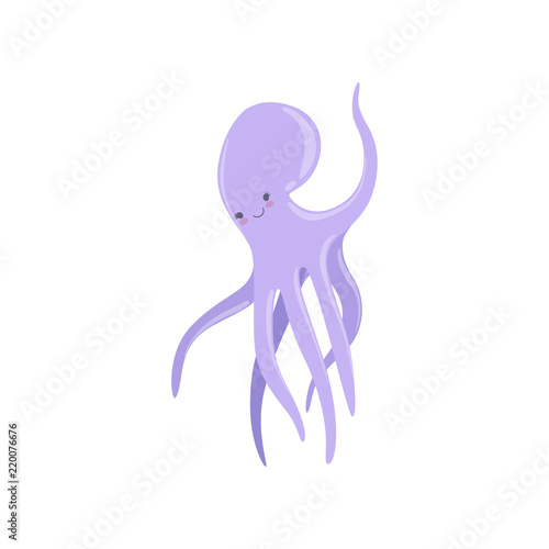Lovely octopus, cute sea creature character vector Illustration on a white background