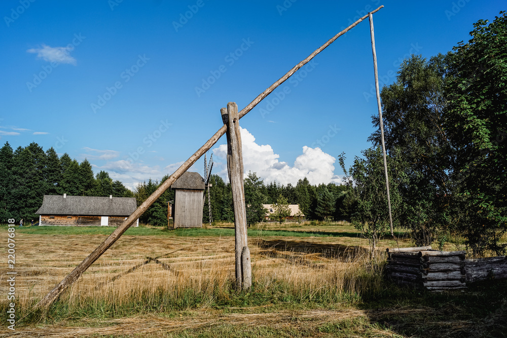 Fototapeta premium Old historic crane well in countryside