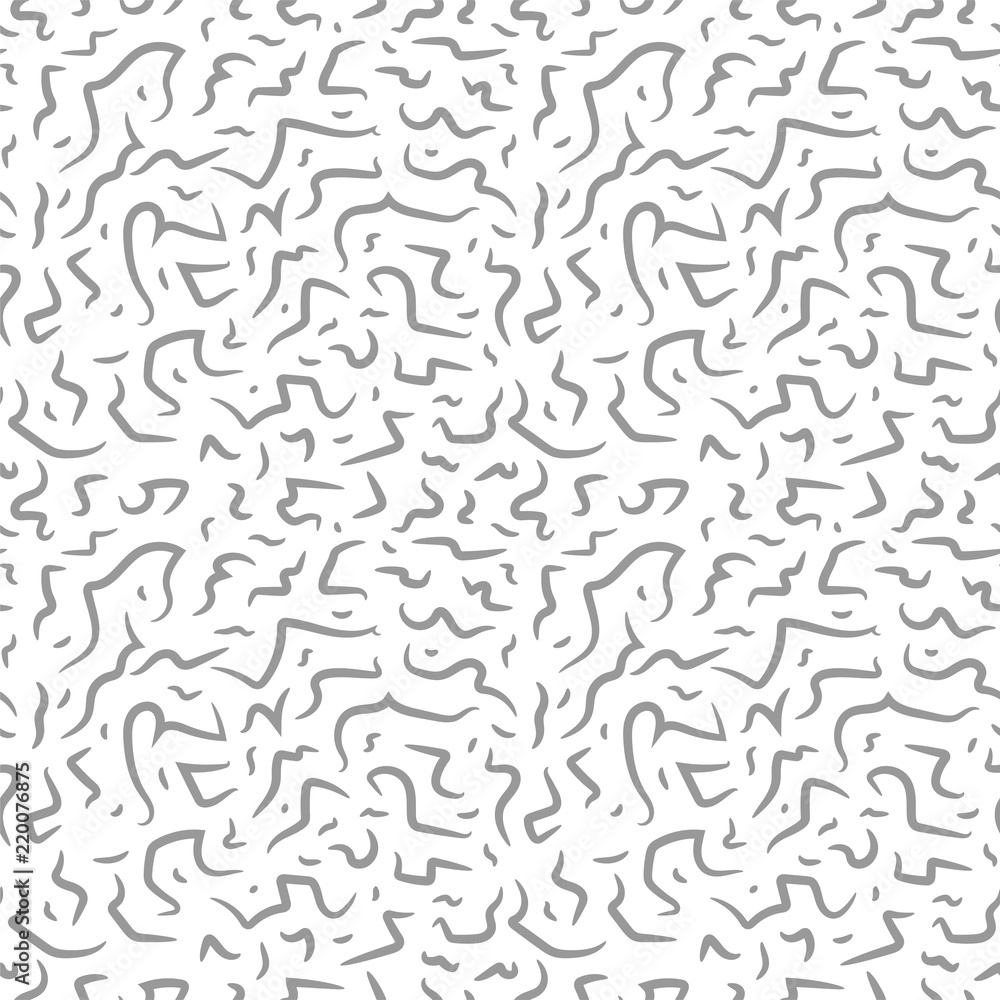 Black and White Seamless Lines Pattern. Abstract Freehand Background Design, Vector illustration