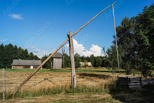 Old historic crane well in countryside