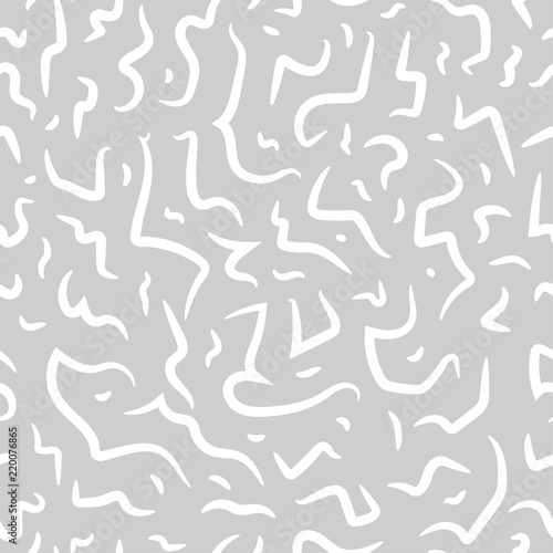 Black and White Seamless Lines Pattern. Abstract Freehand Background Design  Vector illustration