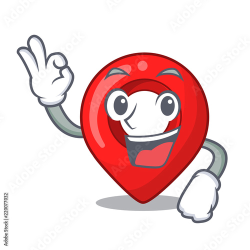 Okay navigation pin location map character cartoon