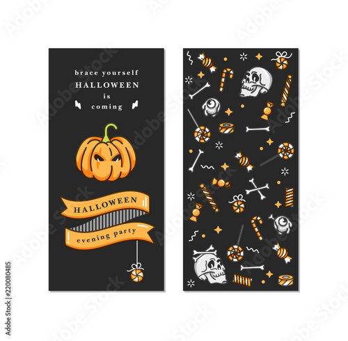 Vector illustration set of linear icons for Happy Halloween. Background celebration. Happy Halloween flyer.