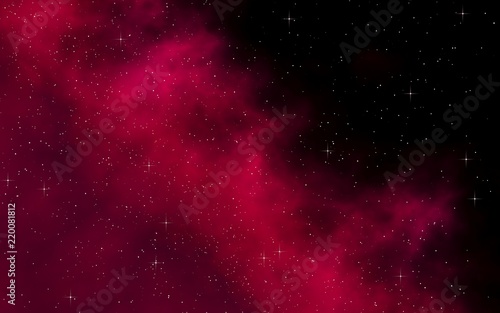 Colorful and beautiful space background. Outer space. Starry outer space texture. Templates, red background. 3D illustration