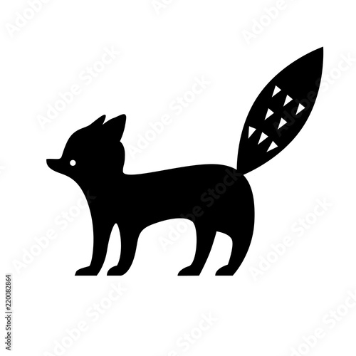 Black Fox silhouette. Vector