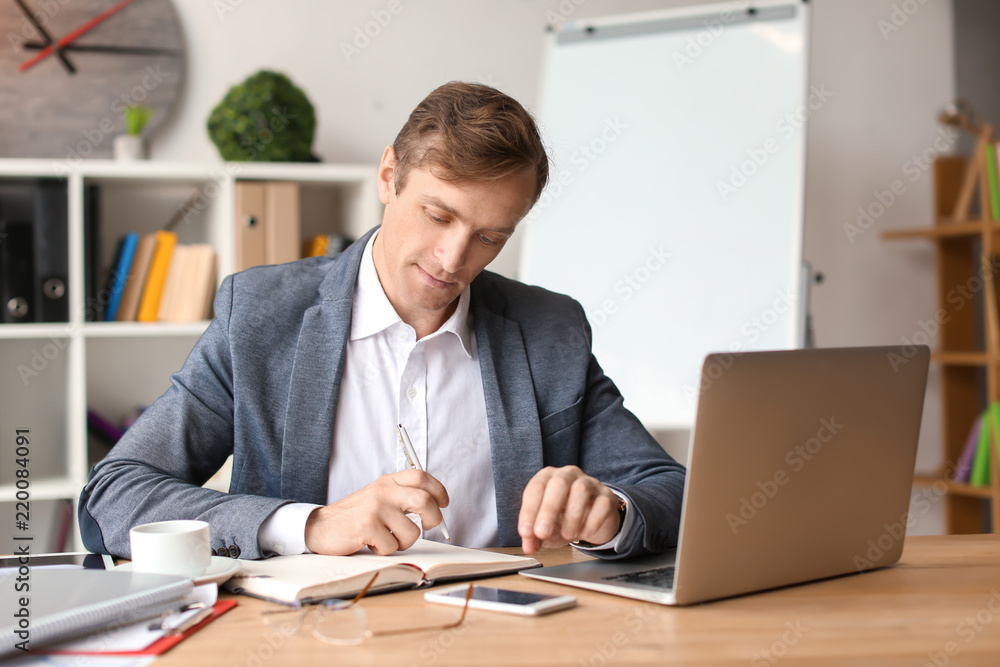 Handsome businessman working in office Handsome businessman working in office