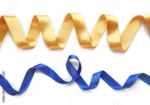Colorful ribbons on white background