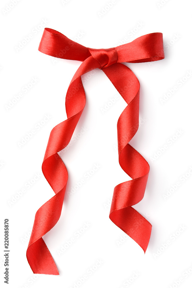 Beautiful bow made from red ribbon on white background Beautiful bow made from red ribbon on white background