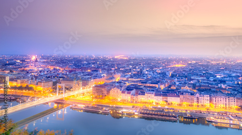 Budapest cityscape from above with danube