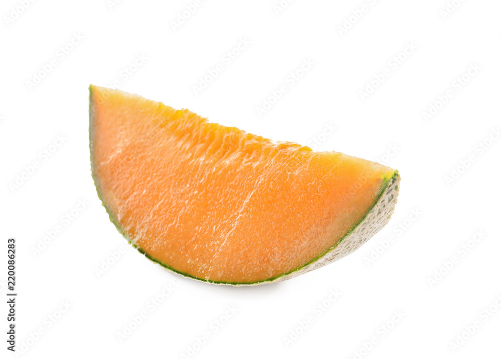 Sliced ripe melon on white background