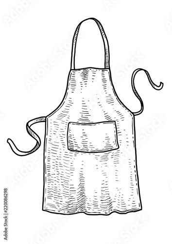 Apron illustration, drawing, engraving, ink, line art, vector