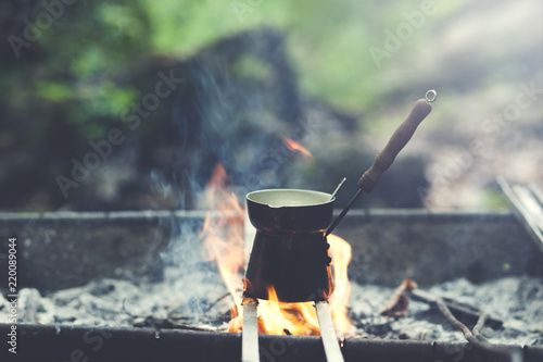 coffee cooking on the fire