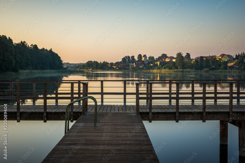 Bridge on the Wydminskie lake in Wydminy, Masuria, Poland