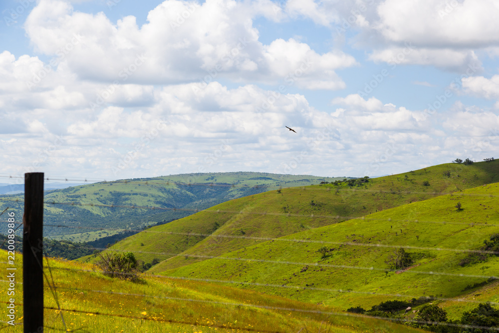The hills and mountainous terrain on the The R69 from Pongola to Vryheid, KZN, South Africa