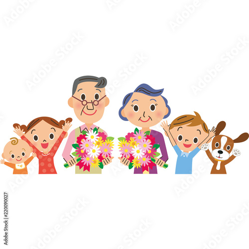 敬老の日を祝う孫達