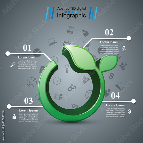 Grass 3d icon. Health infographic. Vector eps 10