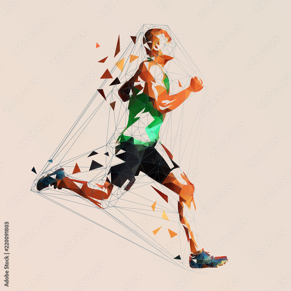 Vector Runner Abstract Geometric Running Man Illustration Side View