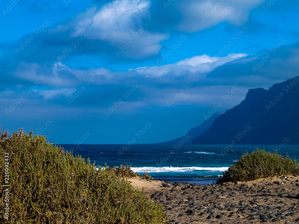 Beautiful coast in Caleta de Famara, Lanzarote Canary Islands.