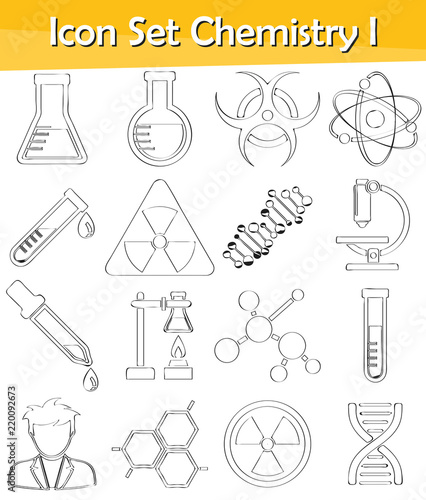 Drawn Doodle Lined Icon Set Chemistry I