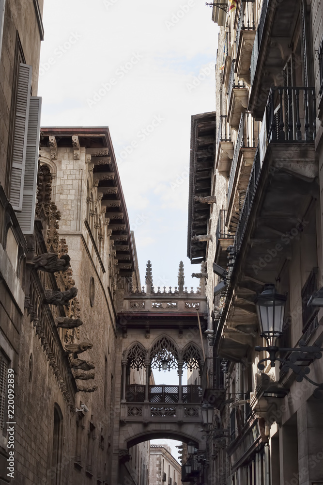 A picturesque bridge-balcony in the Gothic Quarter