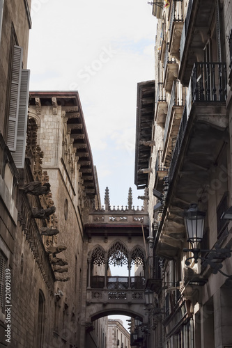 A picturesque bridge-balcony in the Gothic Quarter © virin