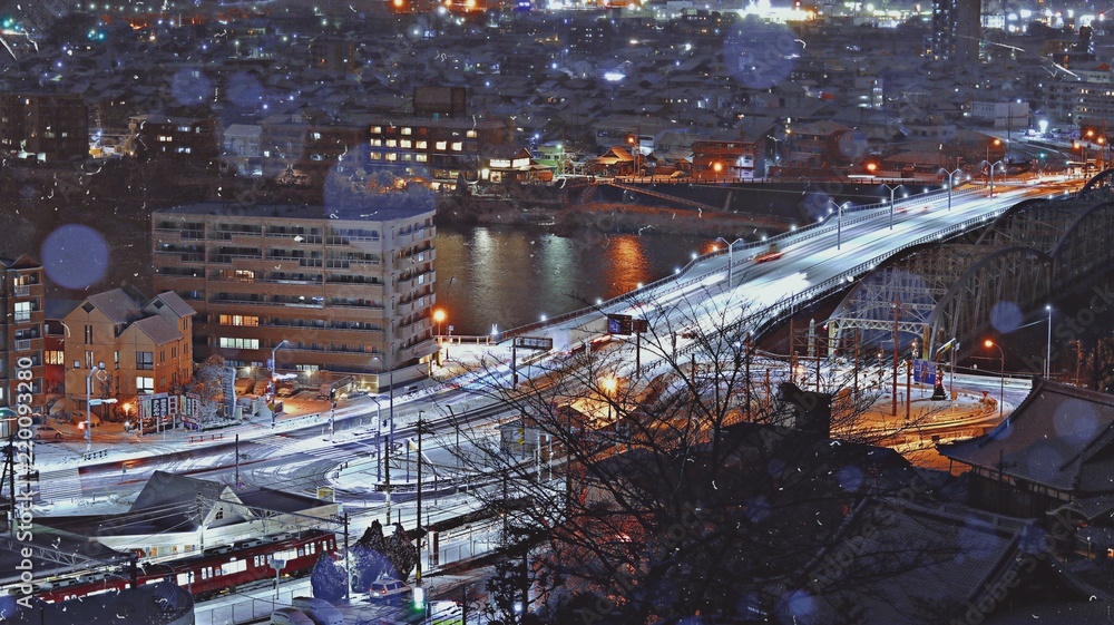 雪と夜景