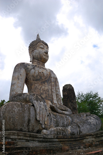 Ancient statues and buildings in sukhothai historical park  Thailand
