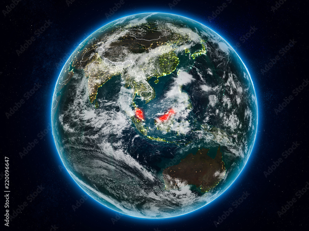 Obraz premium Malaysia on Earth at night