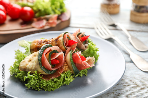 Grilled zucchini rolls with...