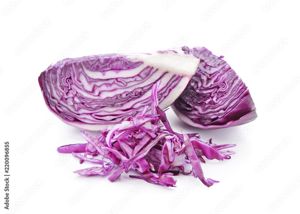 Cut red cabbage on white background Cut red cabbage on white background
