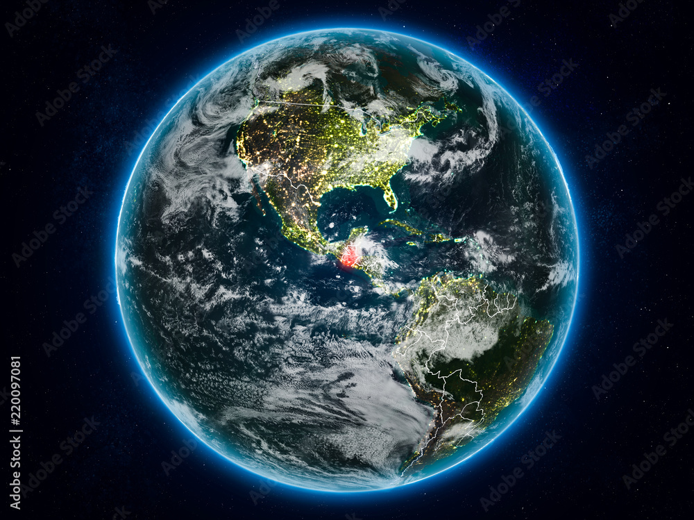 Fototapeta premium Guatemala on Earth at night